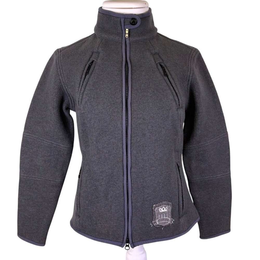 Kyra K Coaching Equestrian Jacket S Wool Blend Full Zip Mock Neck Charcoal Gray